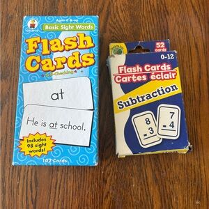 Kids Sight Words & Subtraction Flash Cards